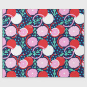 Playful Citrus Fruit & Confetti Midnight Market Cadeaupapier (Vlak)