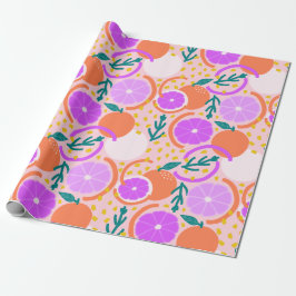 Playful Citrus Fruit & Confetti Pink Lemonade Cadeaupapier