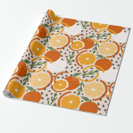Playful Citrus Fruit & Confetti Retro Kitchen Cadeaupapier
