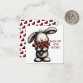 Playful Classroom Valentine – Bunny Design  Notitiekaartje (Voorkant / Achterkant in situ)