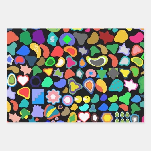 Playful Colorful Amorphous Shapes Inpakpapier Vel (Voorkant 3)