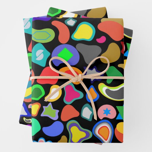 Playful Colorful Amorphous Shapes Inpakpapier Vel (In situ)