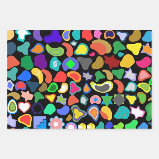 Playful Colorful Amorphous Shapes Inpakpapier Vel (Voorkant)