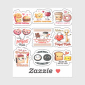 Playful Colorful Kawaii Food Couple Design Sticker (Vel)