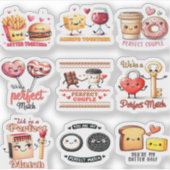 Playful Colorful Kawaii Food Couple Design Sticker (Voorkant)