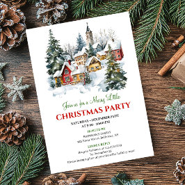 Playful cozy Christmas scene festive party invites Kaart