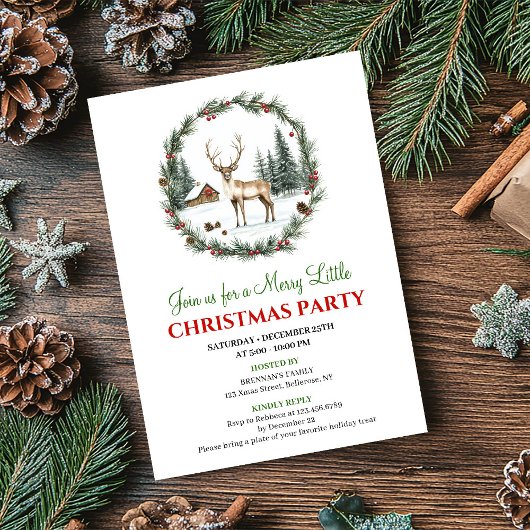 Playful Cozy Christmas Scene Party Invitation Card Kaart