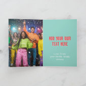 Playful Custom Photo Christmas Tree Green Folded Feestdagen Kaart (Binnen)