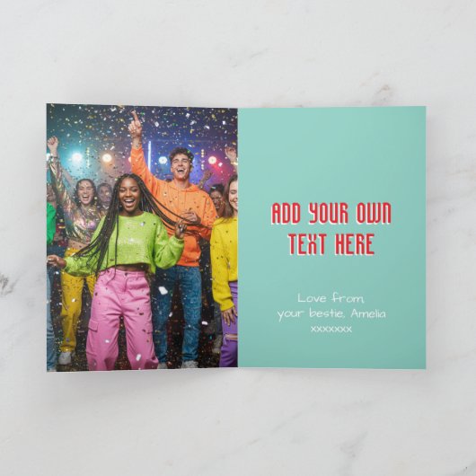 Playful Custom Photo Christmas Tree Green Folded Feestdagen Kaart (Binnen)