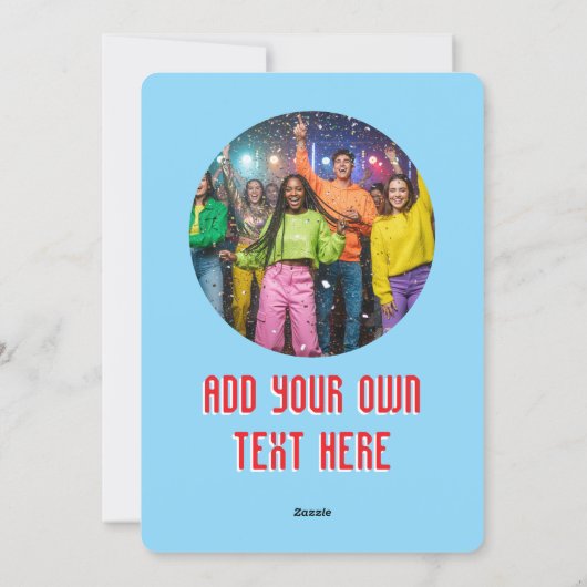 Playful Custom Photo Modern Christmas Tree Blue Feestdagenkaart (Achterkant)