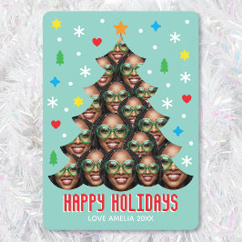 Playful Custom Photo Modern Christmas Tree Green Feestdagenkaart
