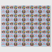 Playful Custom Photo Text Retro Blue Christmas Cadeaupapier (Vlak)