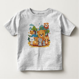 Playful Cute Animal Friends Toddler Fine Jersey  Kinder Shirts