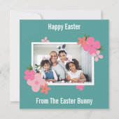 Playful Cute Bunny Easter Feestdagenkaart (Achterkant)