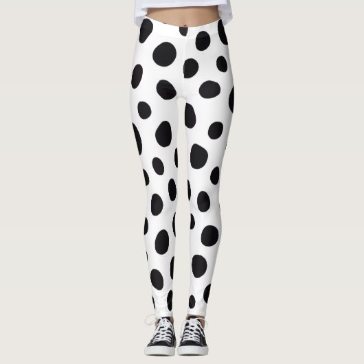 Playful Dalmatian Inspired Halloween Dotted Spots Leggings (Voorkant)