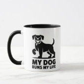 Playful Dog Outline "My Dog Runs My Life" Art Mok (Links)