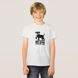 Playful Dog Outline "My Dog Runs My Life" Art Tri-Blend Shirt