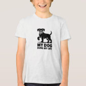 Playful Dog Outline "My Dog Runs My Life" Art Tri-Blend Shirt (Voorkant)