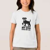 Playful Dog Outline "My Dog Runs My Life" Art Tri-Blend Shirt (Voorkant)