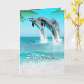 PLAYFUL DOLPHINS alle Occasie of geboortedag Kaart (Gele Bloem)