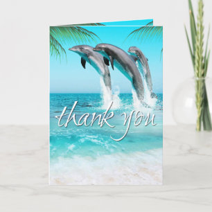 PLAYFUL DOLPHINS TROPICAL OCEAN Hartelijk dank Bedankkaart