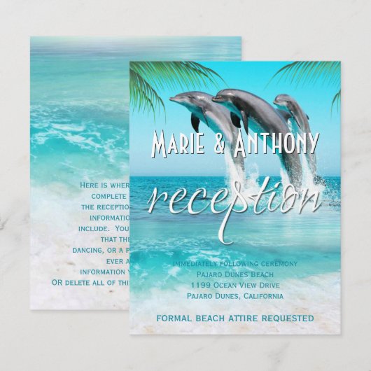 PLAYFUL DOLPHINS TROPICAL OCEAN Reception Kaart (Voorkant / Achterkant)