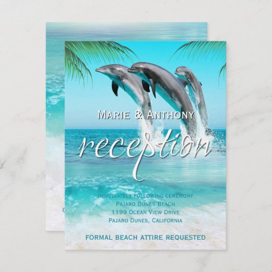 PLAYFUL DOLPHINS TROPICAL OCEAN Reception Kaart (Voorkant / Achterkant)