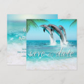 PLAYFUL DOLPHINS TROPICAL OCEAN Save the Date (Voorkant / Achterkant)