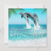 PLAYFUL DOLPHINS TROPICAL OCEAN Save the Date (Voorkant)