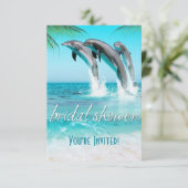 PLAYFUL DOLPHINS TROPICAL OCEAN Vrijgezellenfeest Kaart (Staand voorkant)