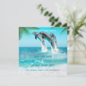 PLAYFUL DOLPHINS TROPICAL OCEAN Weddenschap Kaart (Staand voorkant)
