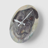 PLAYFUL EN CUTE PUG RONDE KLOK (Hoek)