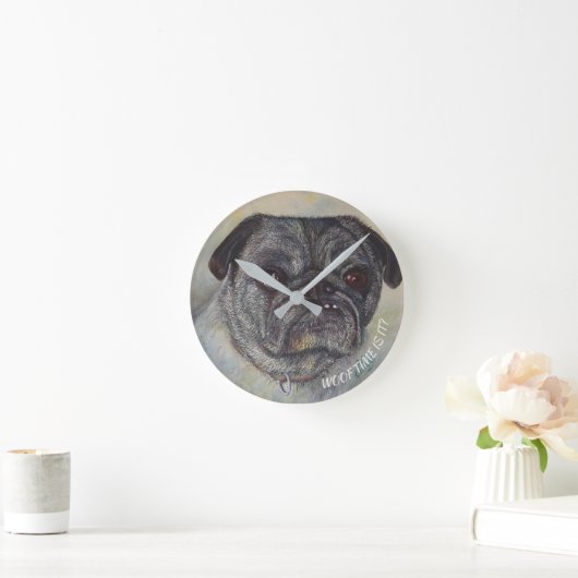 PLAYFUL EN CUTE PUG RONDE KLOK (Huis)