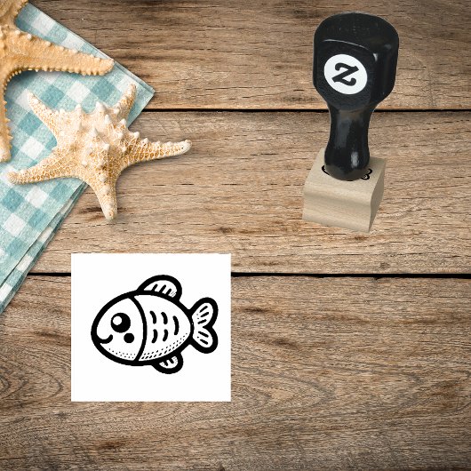 Playful Fish Rubber Stamp Rubberstempel