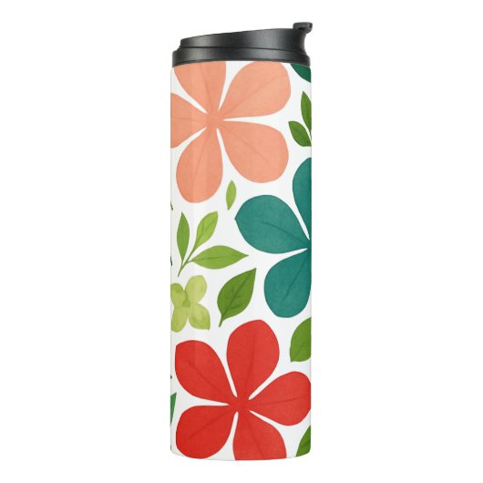 Playful Floral Foliage Pattern Thermosbeker (Gedraaid links)