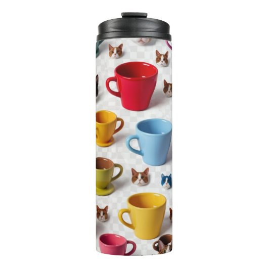 Playful Flower and Cartoon Animal Pattern - Adorab Thermosbeker (Voorkant)