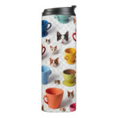 Playful Flower and Cartoon Animal Pattern - Adorab Thermosbeker (Gedraaid links)