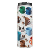 Playful Flower and Cartoon Animal Pattern - Adorab Thermosbeker (Achterkant)