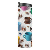Playful Flower and Cartoon Animal Pattern - Adorab Thermosbeker (Geroteerd rechts)