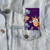 Playful Forest Creatures Purple Square Design Button (Insitu)