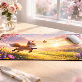 Playful Fox Cubs in Spring Blossom Meadow Bureaumat