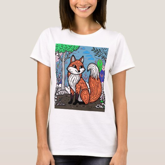 "Playful Fox in the Forest" T-shirt (Voorkant)