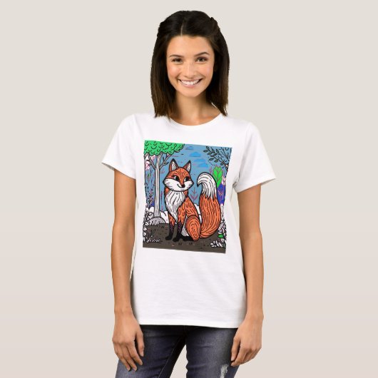 "Playful Fox in the Forest" T-shirt (Voorkant volledig)
