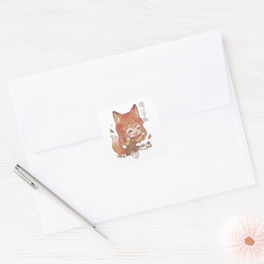 Playful Fox Kit in Autumn Hue Sticker (Envelop)