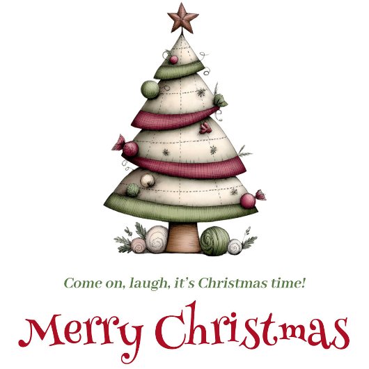 Playful Funny Christmas Tree Digital Greeting Feestdagenkaart