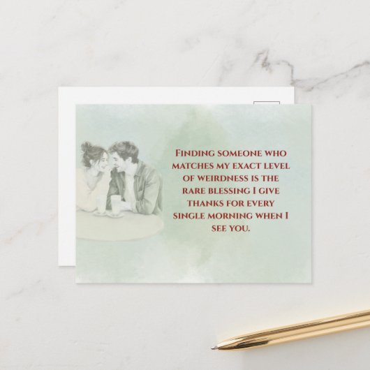 Playful & Funny Love Quote Postcard | Laughing Cou Briefkaart (Voorkant / Achterkant in situ)