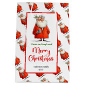 Playful funny Santa Claus minimalist festive  Medium Cadeauzakje (Achterkant)