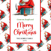 Playful funny Santa Claus minimalist festive  Medium Cadeauzakje