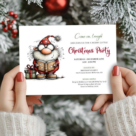 Playful Funny Santa Claus Party Digital Invitation Kaart