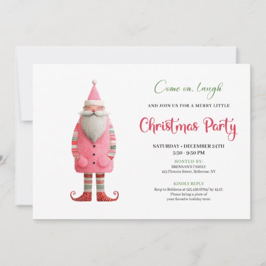 Playful Funny Santa Editable Holiday Party Invites Kaart (Voorkant)